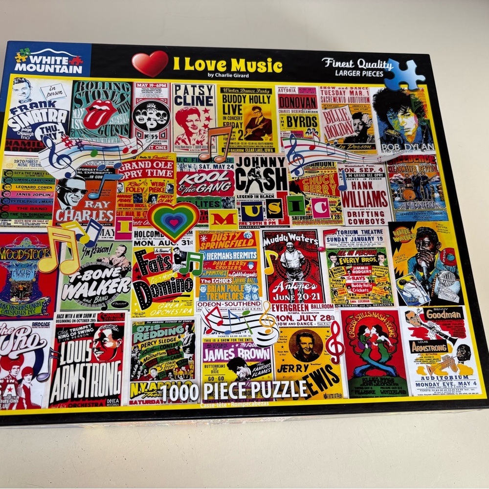 White Mountain I Love Music Puzzle - Colorful Retro Concert Posters 1000 pieces